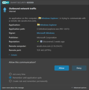 Windows Explorer Calling Home Every now and Then